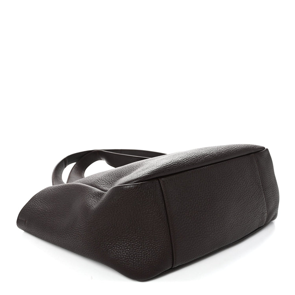 Grained Deerskin Bea Tote Marron Fonce
