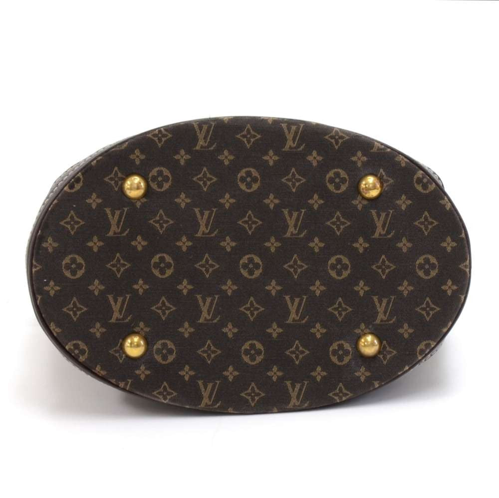 Louis Vuitto Bucket PM Mini Lin Monogram Ebène Canvas Shoulder Bag with Pouch