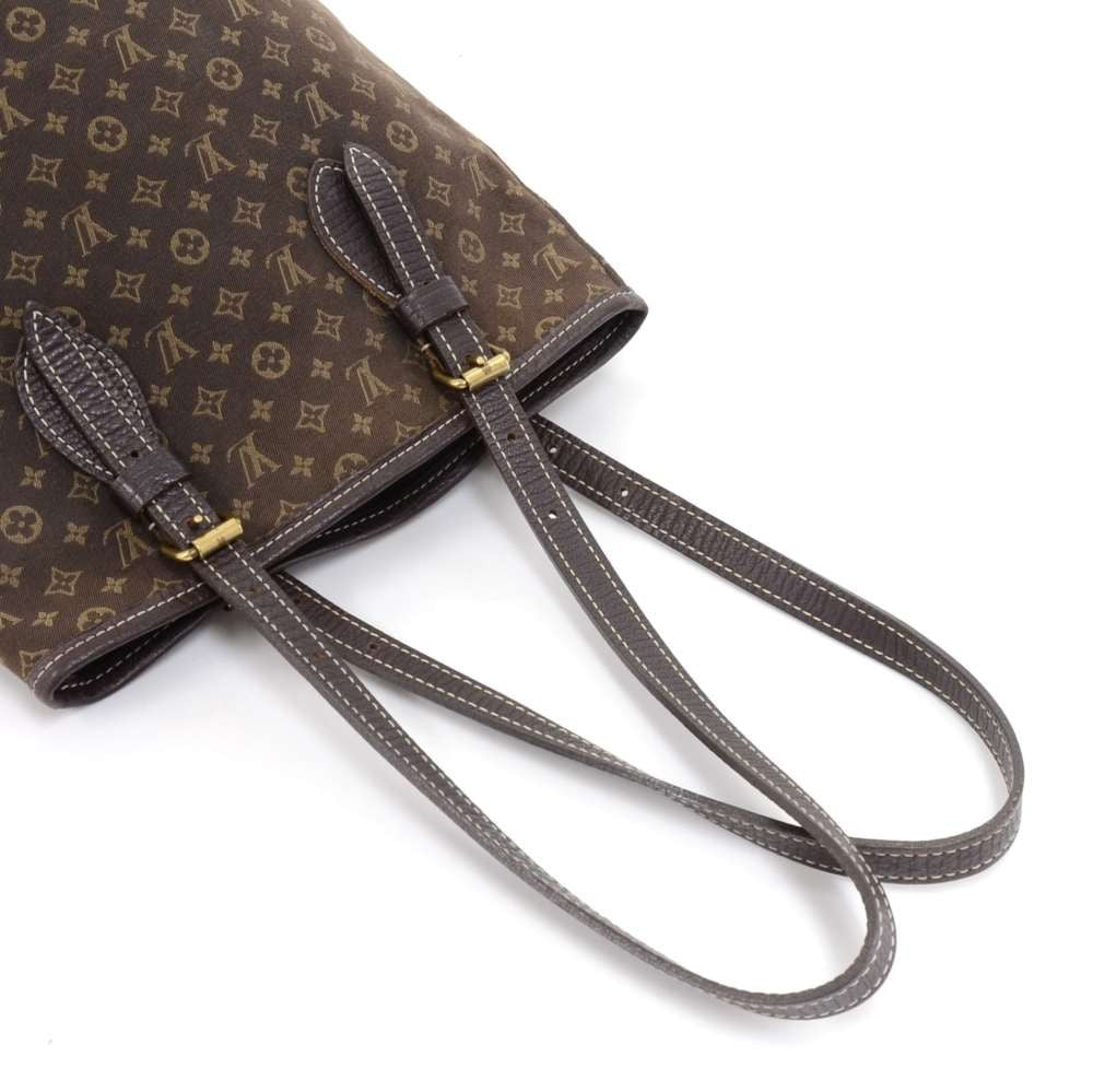 Louis Vuitto Bucket PM Mini Lin Monogram Ebène Canvas Shoulder Bag with Pouch