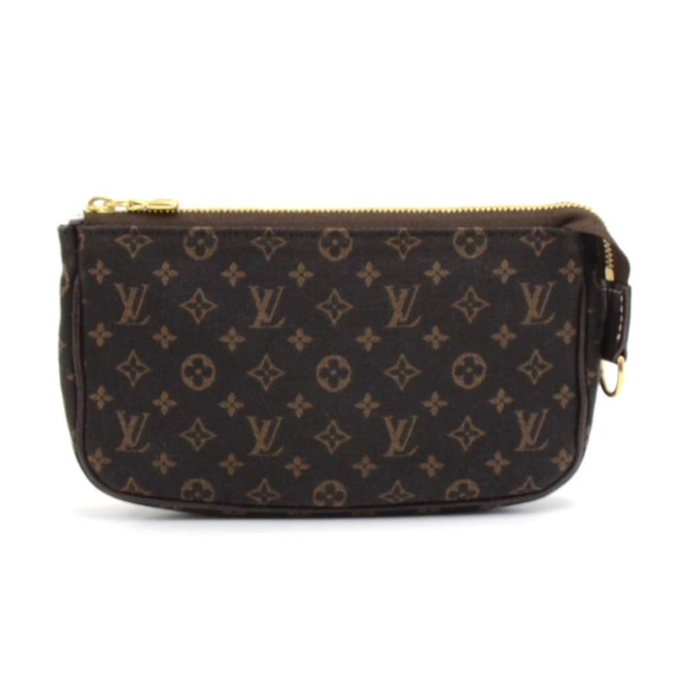 Louis Vuitto Bucket PM Mini Lin Monogram Ebène Canvas Shoulder Bag with Pouch
