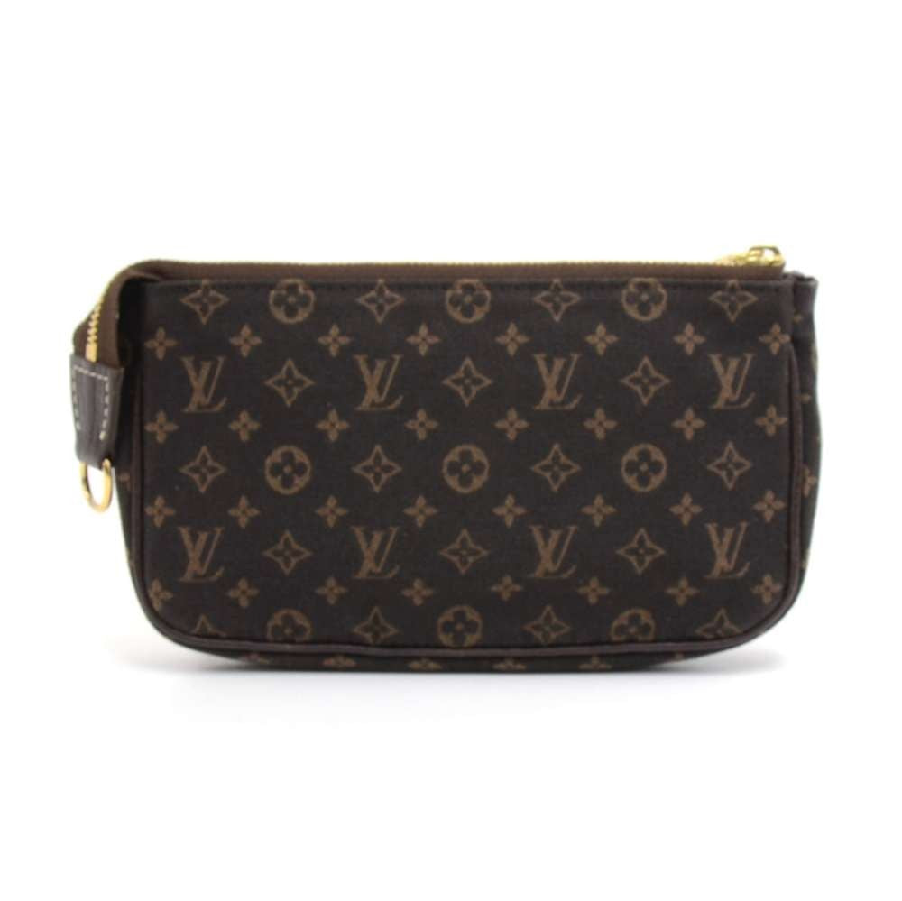 Louis Vuitto Bucket PM Mini Lin Monogram Ebène Canvas Shoulder Bag with Pouch