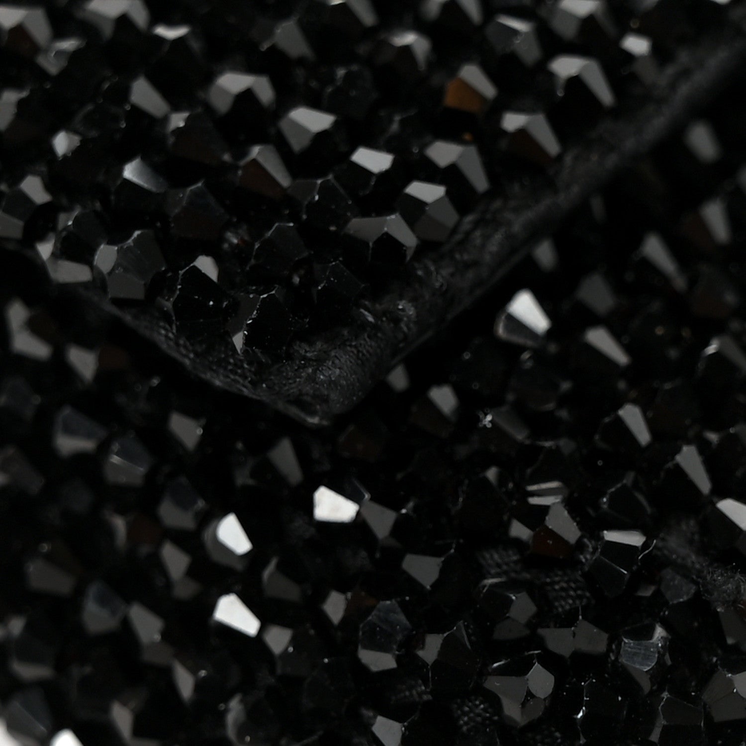 Crystal Vitello King Beaded Nano Baguette Charm Black