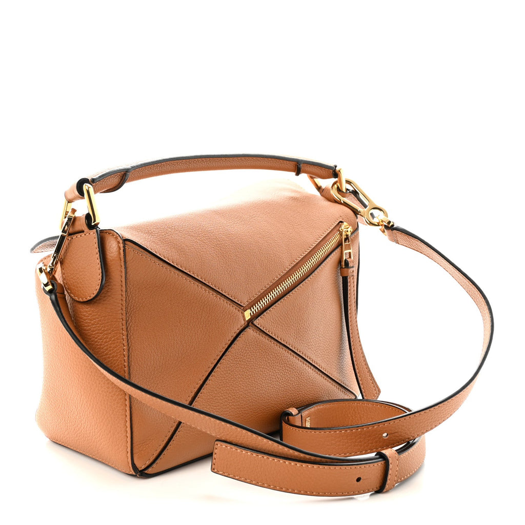 Grained Calfskin Small Puzzle Bag Tan