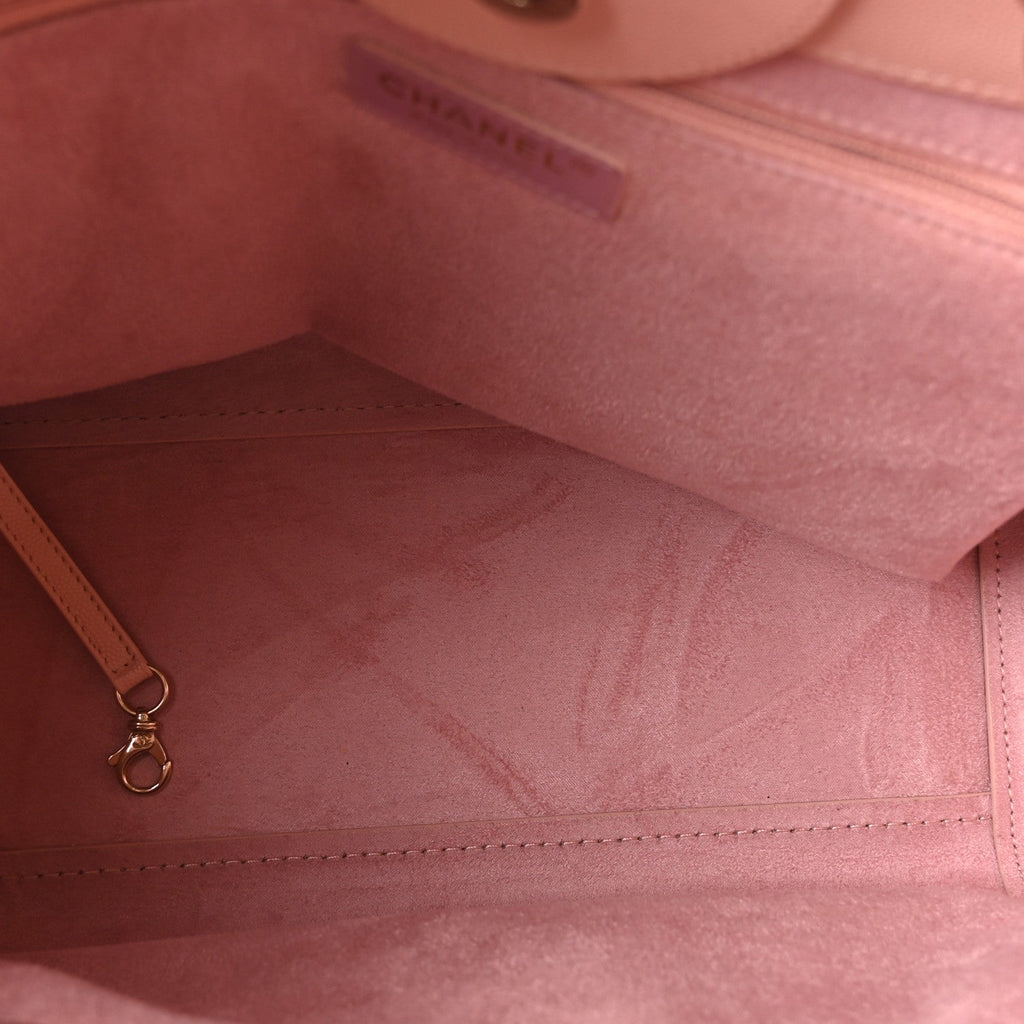 Caviar Small Studded Deauville Tote Light Pink