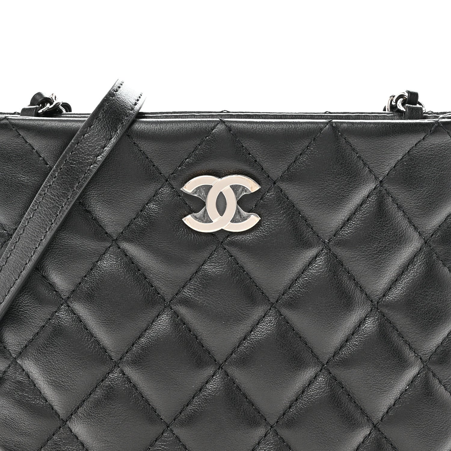 Lambskin Quilted Uniform Crossbody Bag Black