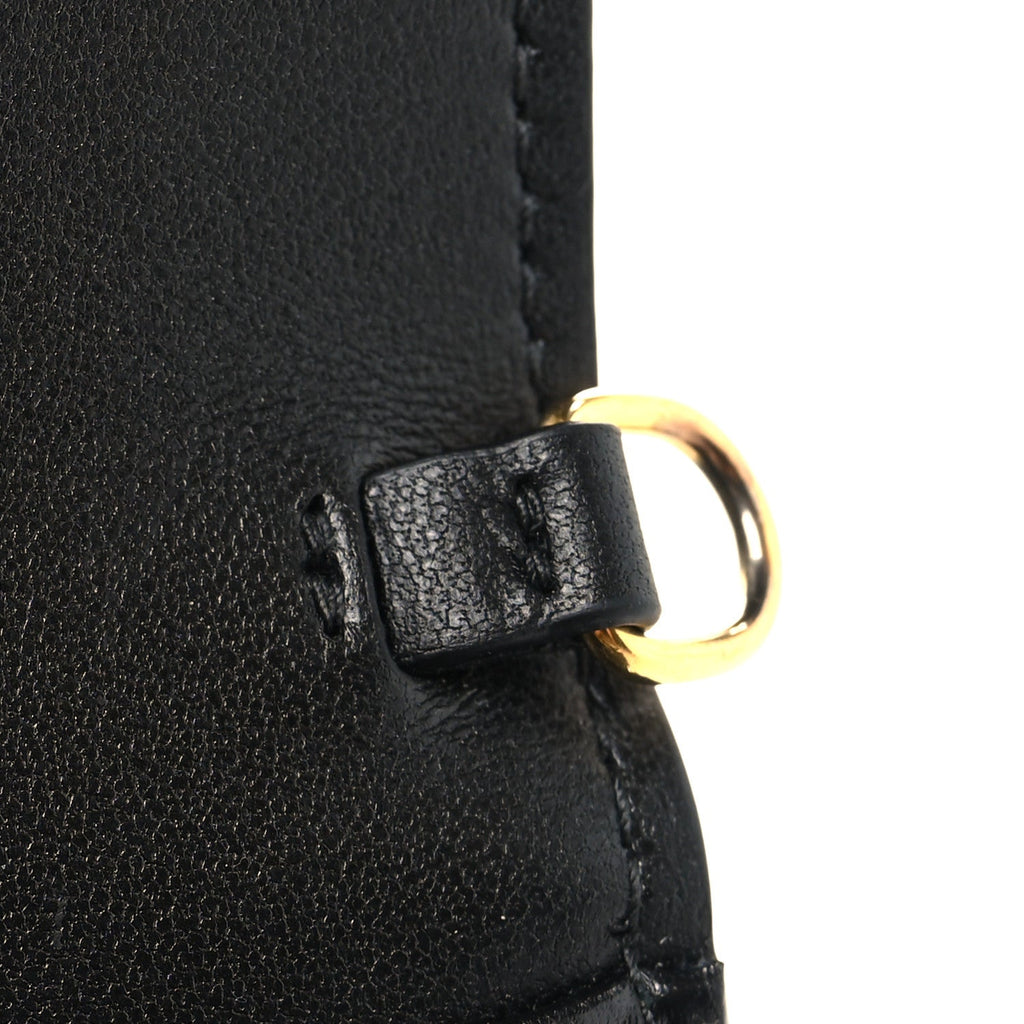 Supple Calfskin Cannage Caro Belt Pouch with Chain  Black
