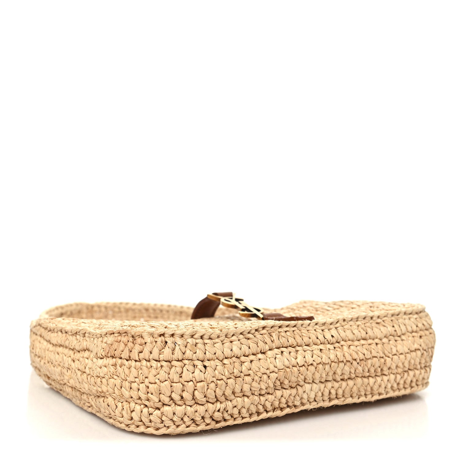 Raffia Calfskin Le 5 A 7 Mini Hobo Natural Brick
