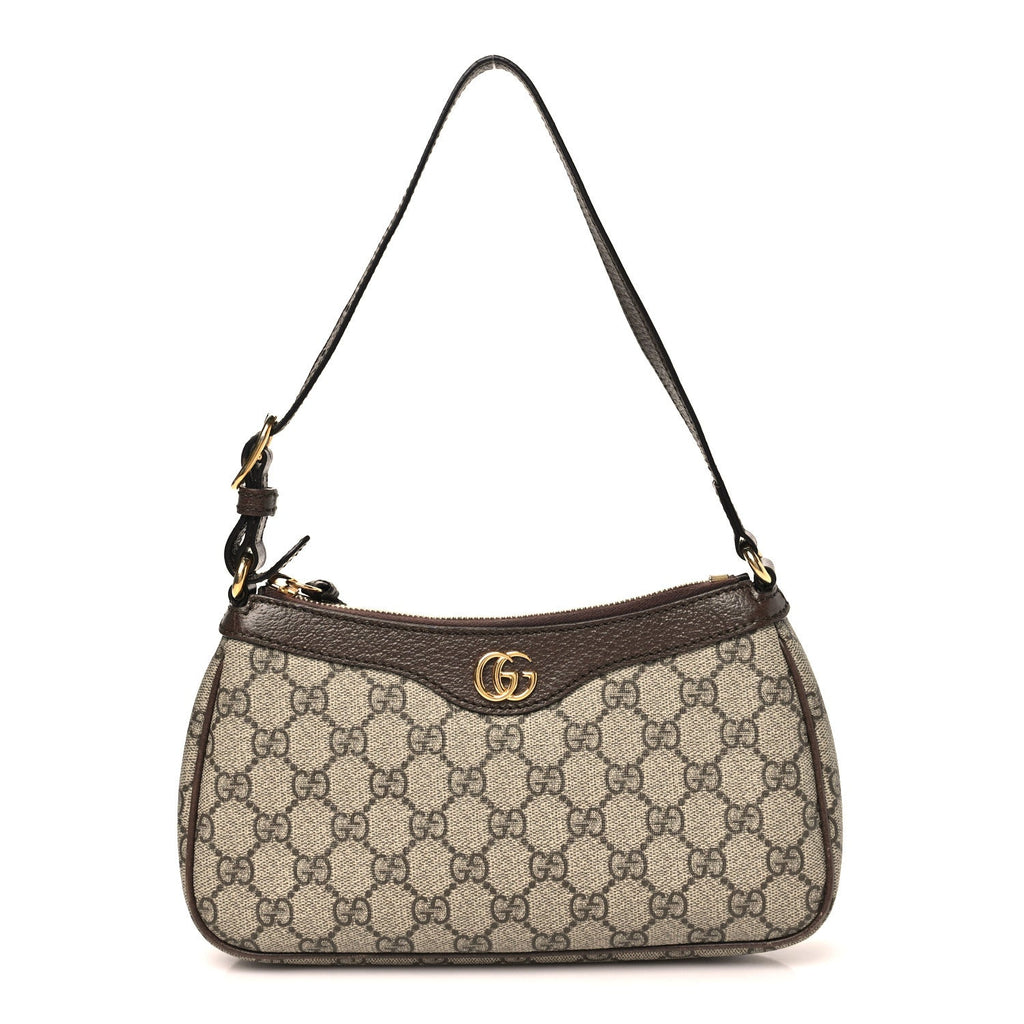GG Supreme Monogram Textured Dollar Calfskin Small Ophidia Hobo Beige Ebony New Acero