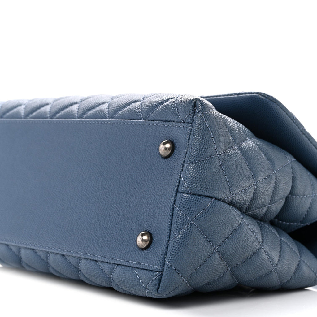 Caviar Quilted Small Coco Handle Flap Blue