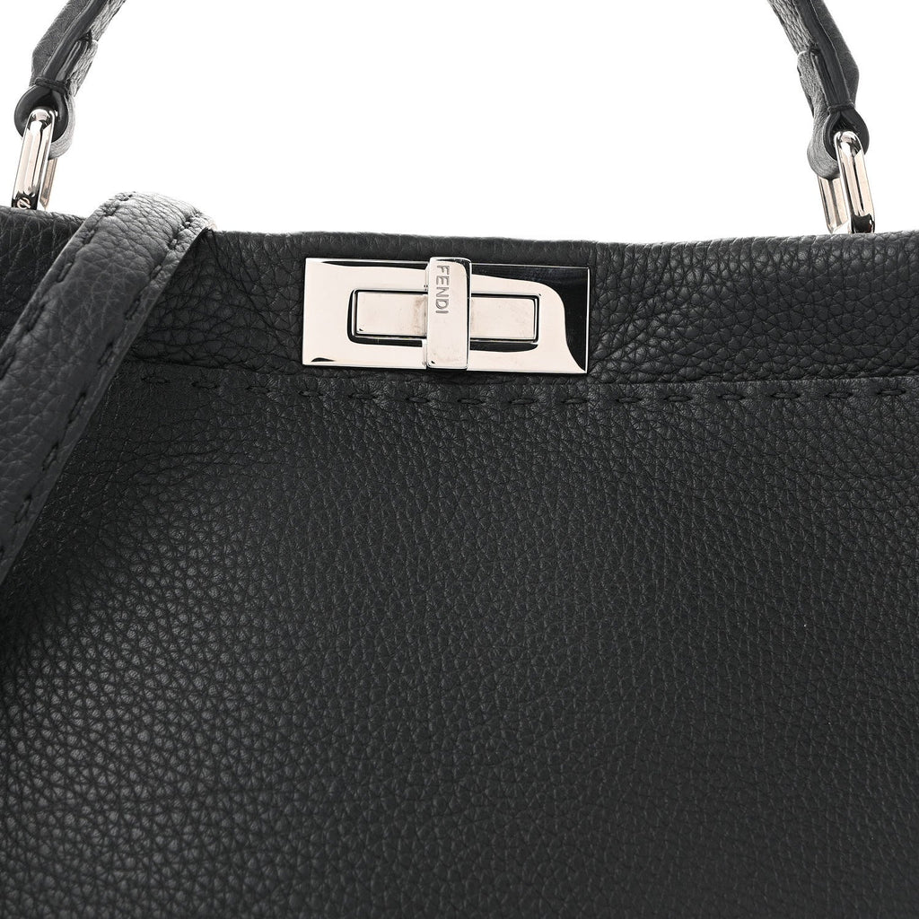 Cuoio Romano Selleria Bi-Color Large Peekaboo Iconic Satchel Black Mou