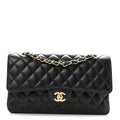 Caviar Quilted Medium Double Flap Black