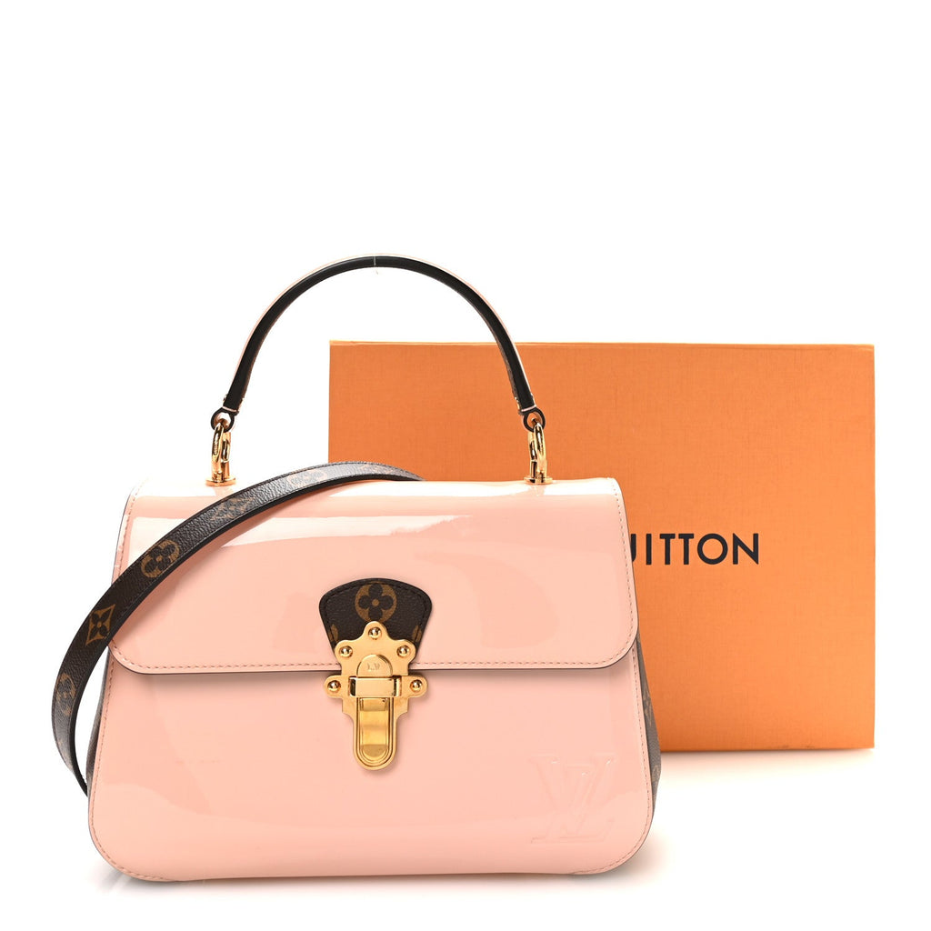 Patent Calfskin Monogram Cherrywood PM Rose Ballerine