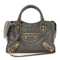 Chevre Gold Metallic Edge Hardware Mini City Gris Acier
