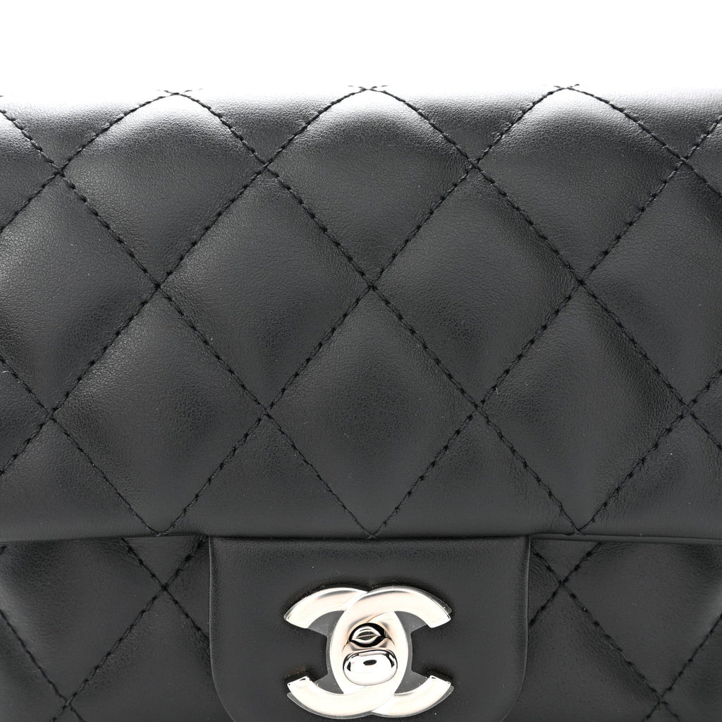 Calfskin Quilted CC Uniform Flap Belt Bag Black