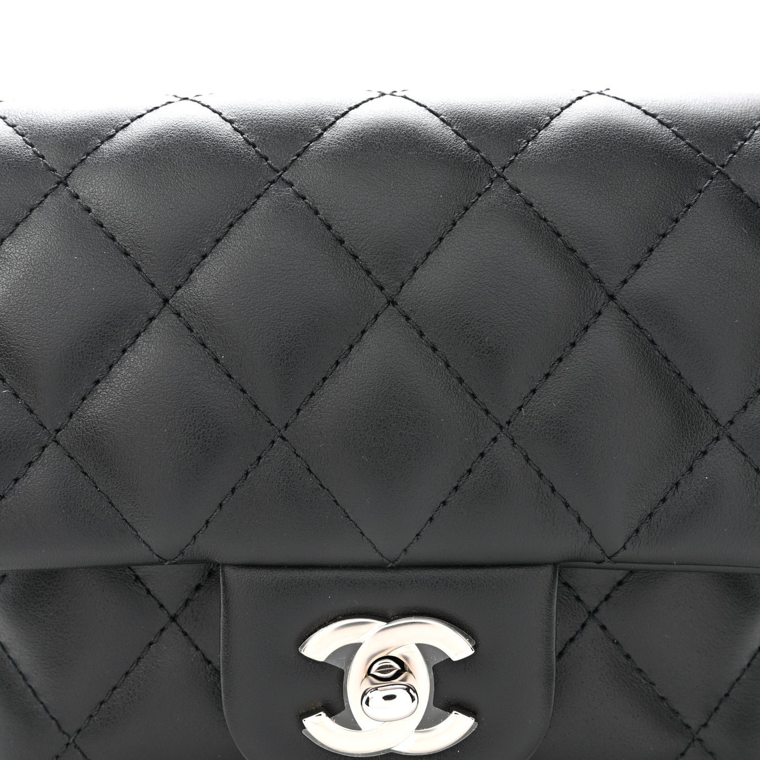 Calfskin Quilted CC Uniform Flap Belt Bag Black