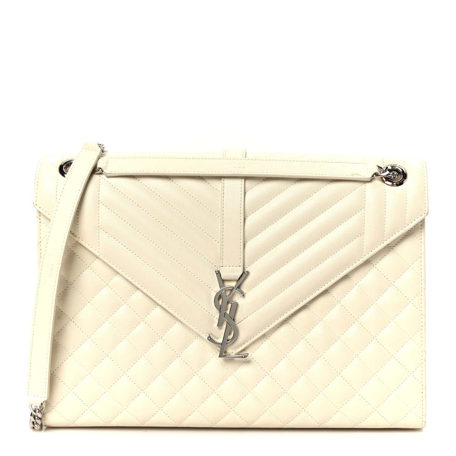 Grain De Poudre Textured Mixed Matelasse Large Triquilt Monogram Satchel Porcellana