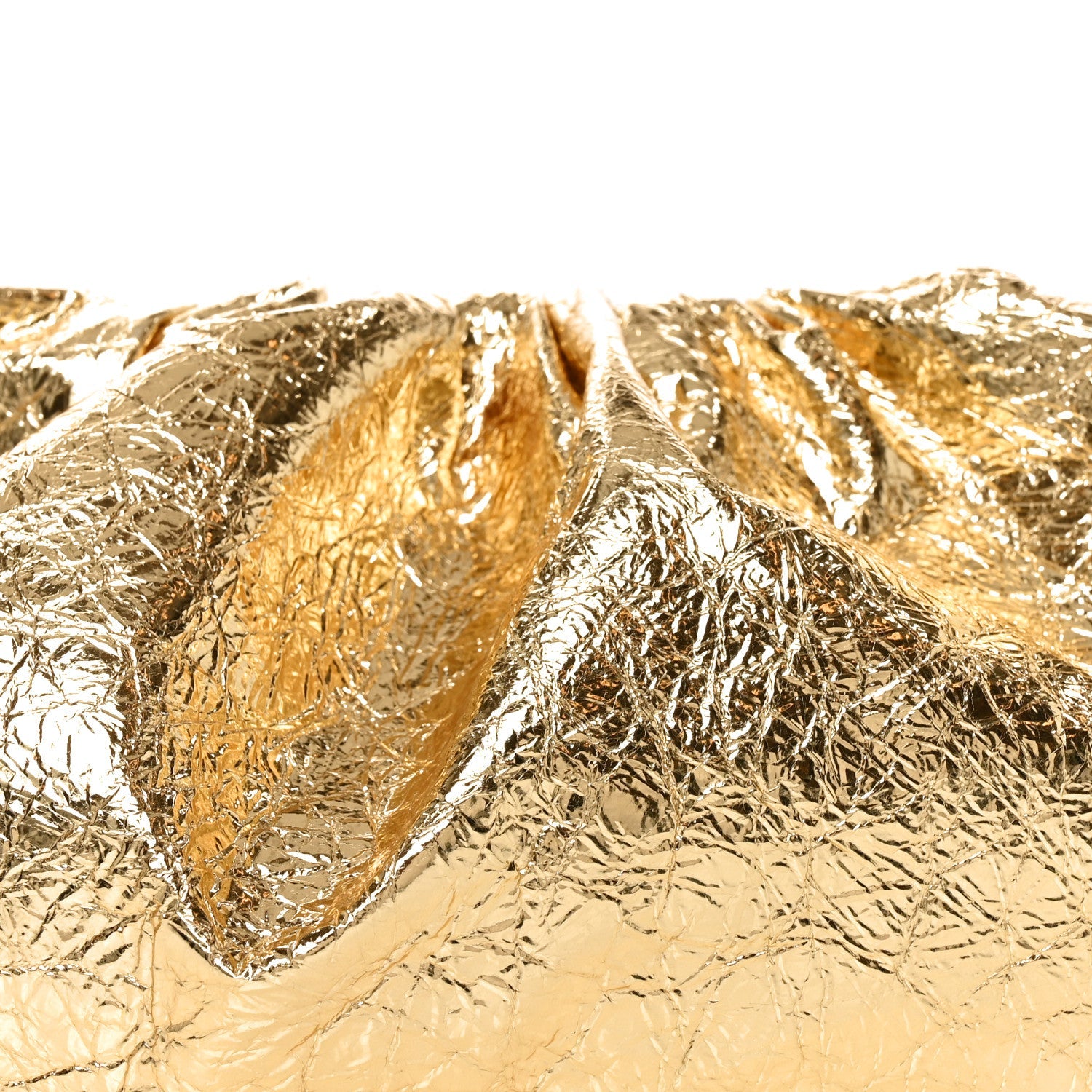 Metallic Crushed Calfskin The Pouch Oversized Clutch Gold