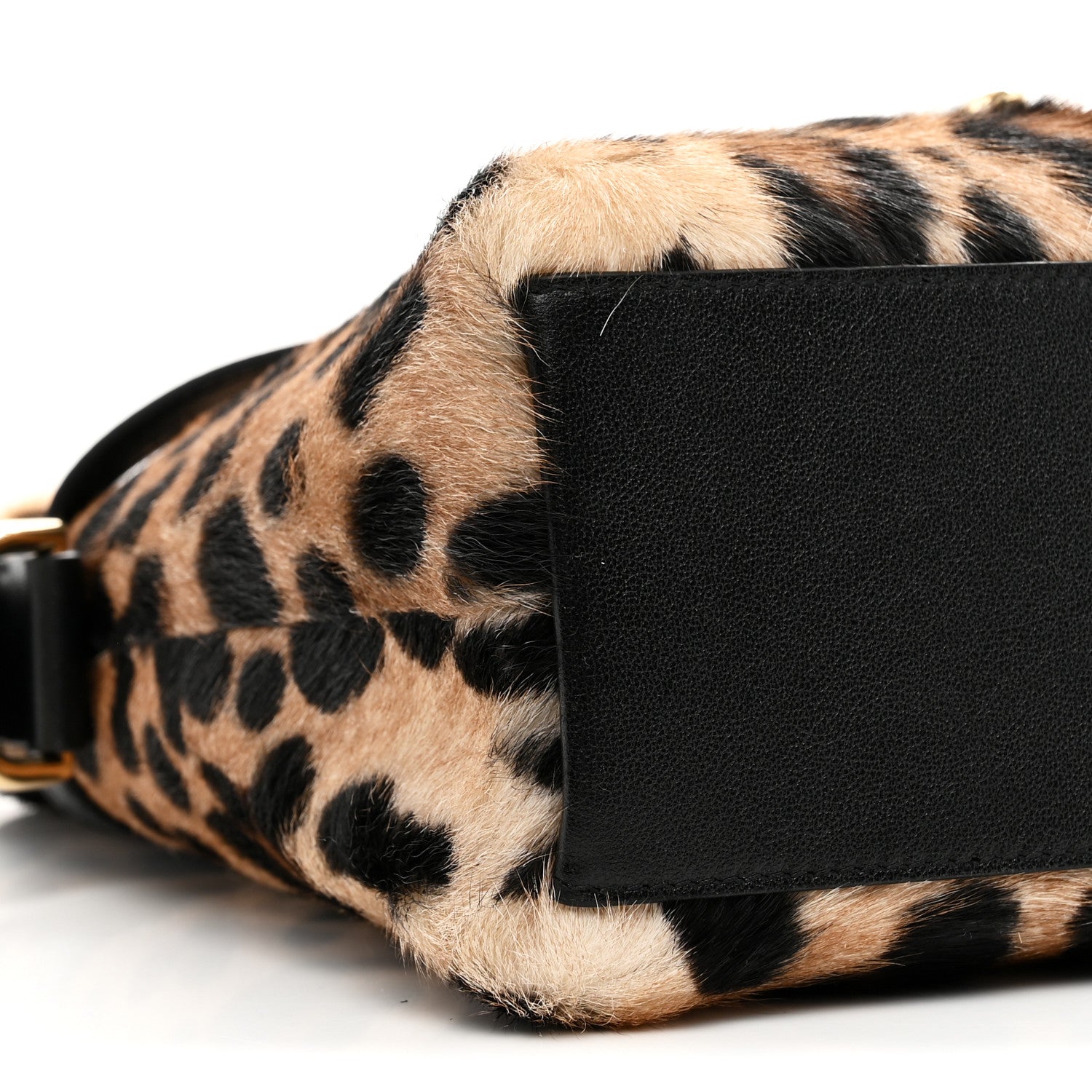Goat Hair Medium Leopard Voyou Bag Black Beige