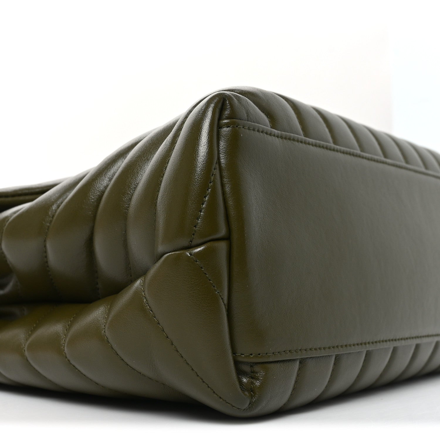 Calfskin Y Quilted Monogram Medium Loulou Chain Satchel Military Olive