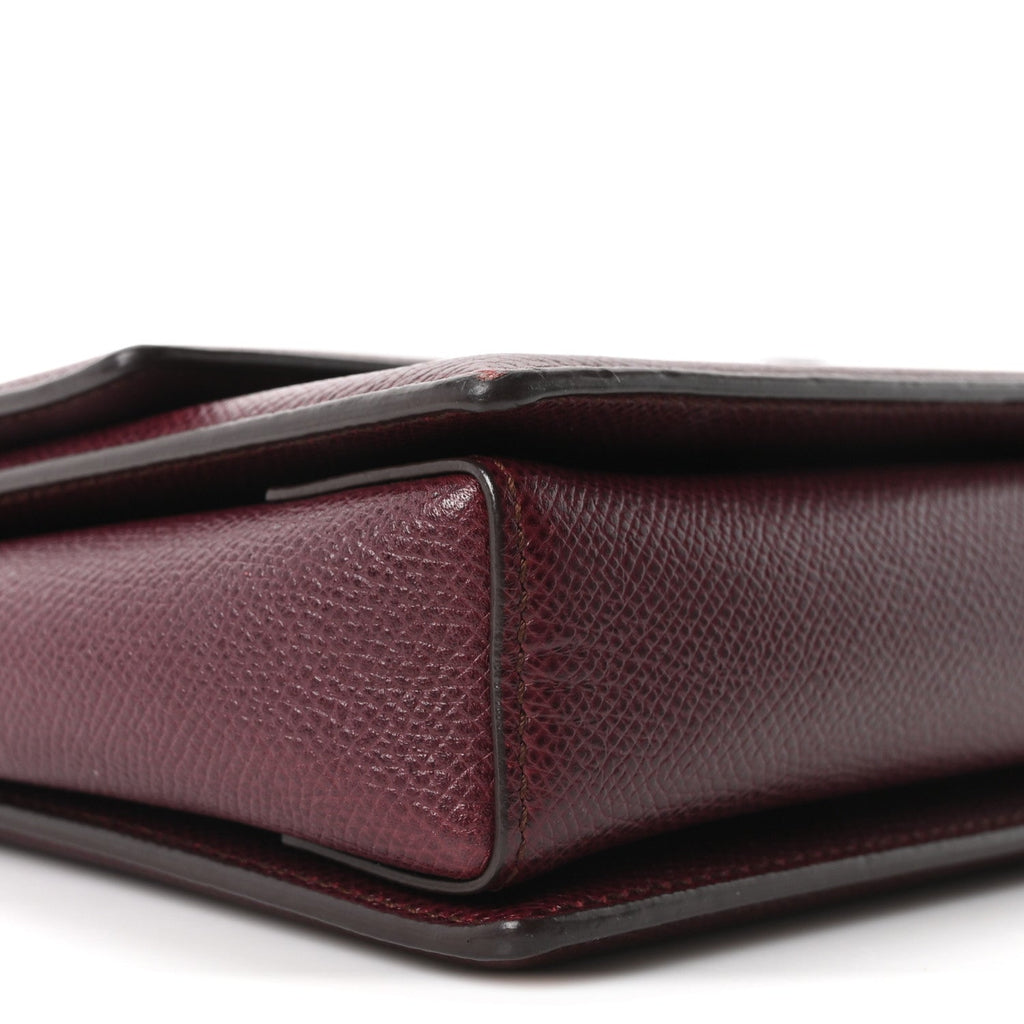 Pebble Calfskin Ginny Vara Bow Shoulder Bag Burgundy