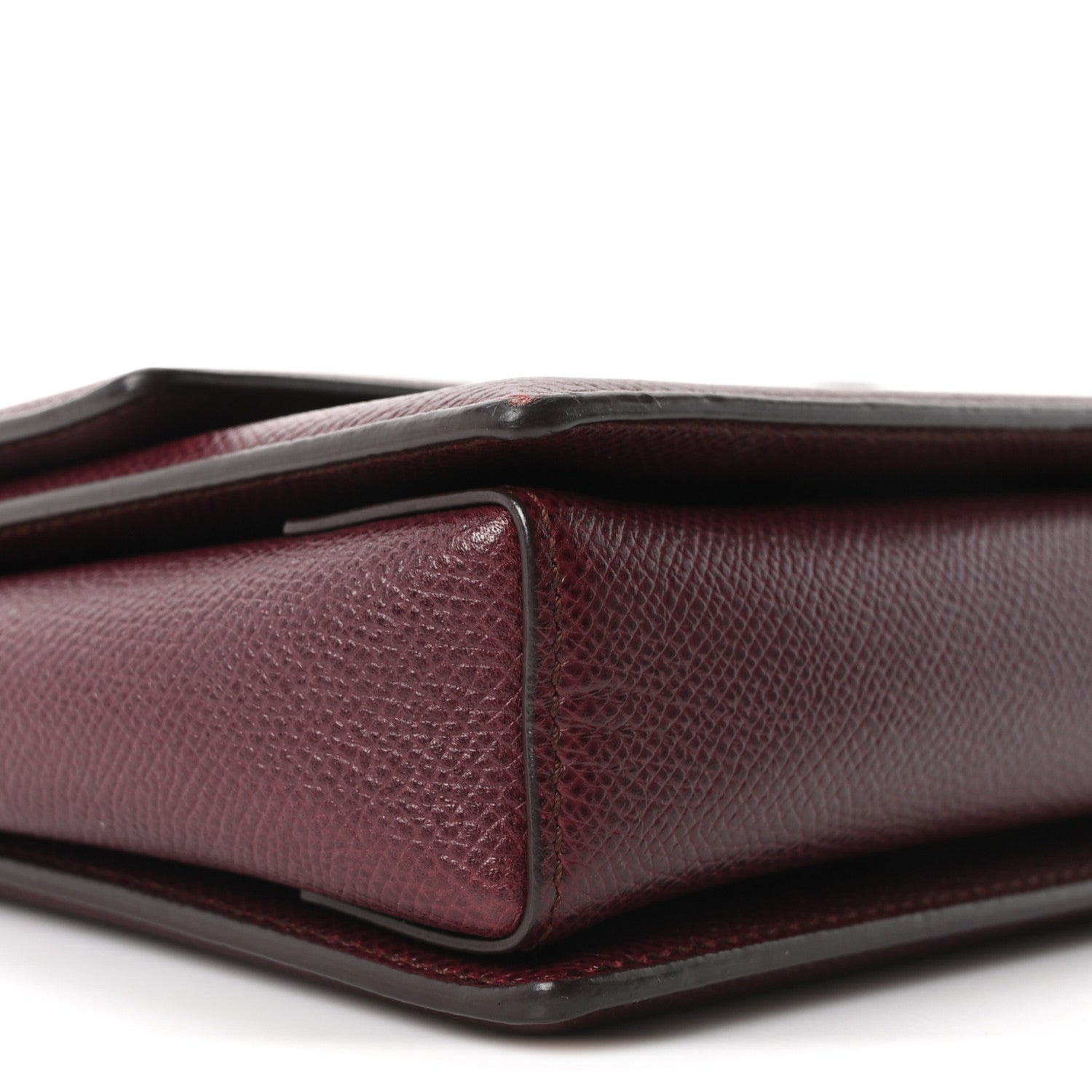 Pebble Calfskin Ginny Vara Bow Shoulder Bag Burgundy