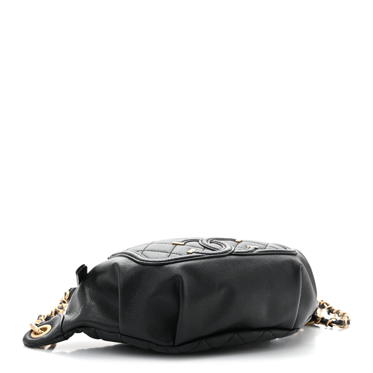 Caviar Quilted Filigree Waist Bag Black