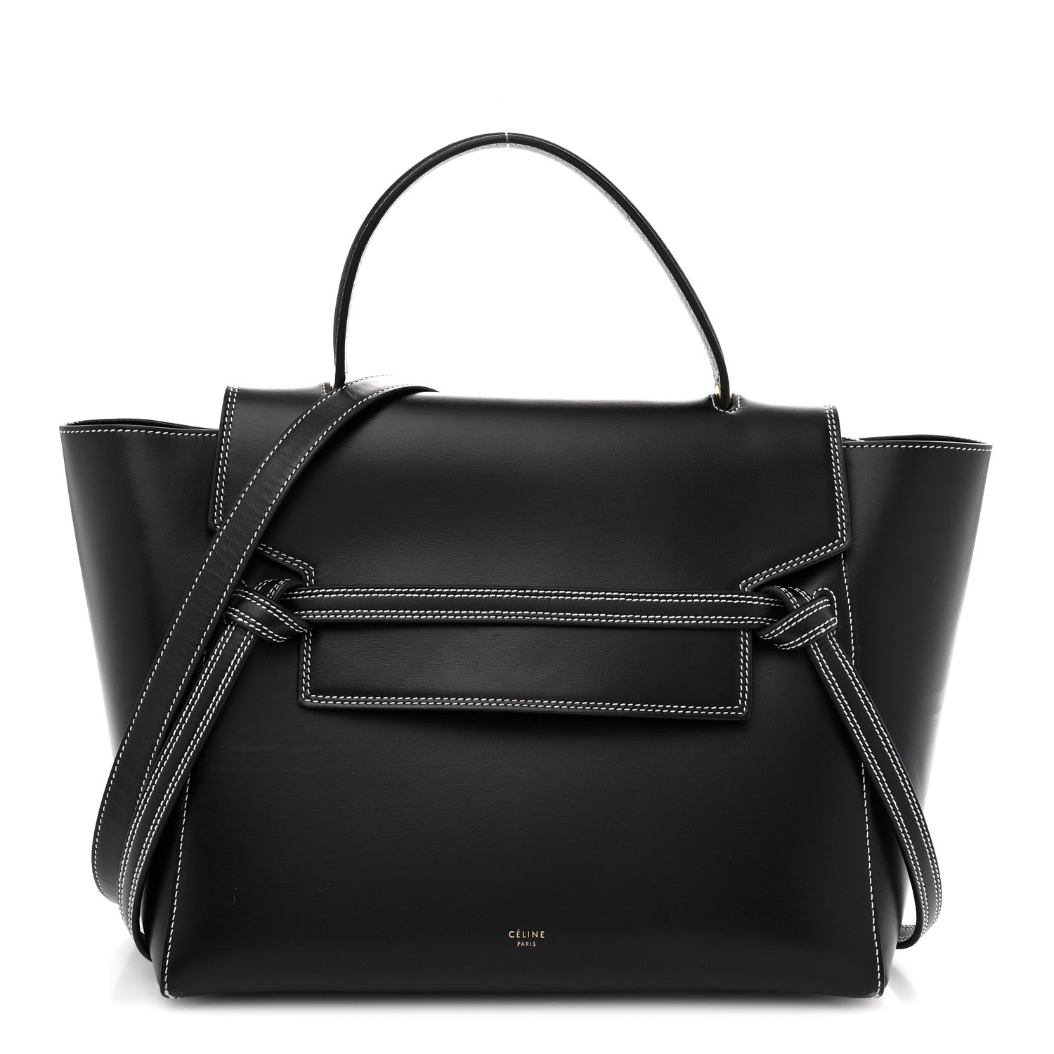 Smooth Calfskin Double Stitching Mini Belt Bag Black