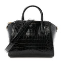 Calfskin Crocodile Embossed Small Antigona Black