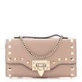 Pebbled Calfskin Rockstud Flip Lock Wallet On Chain Poudre
