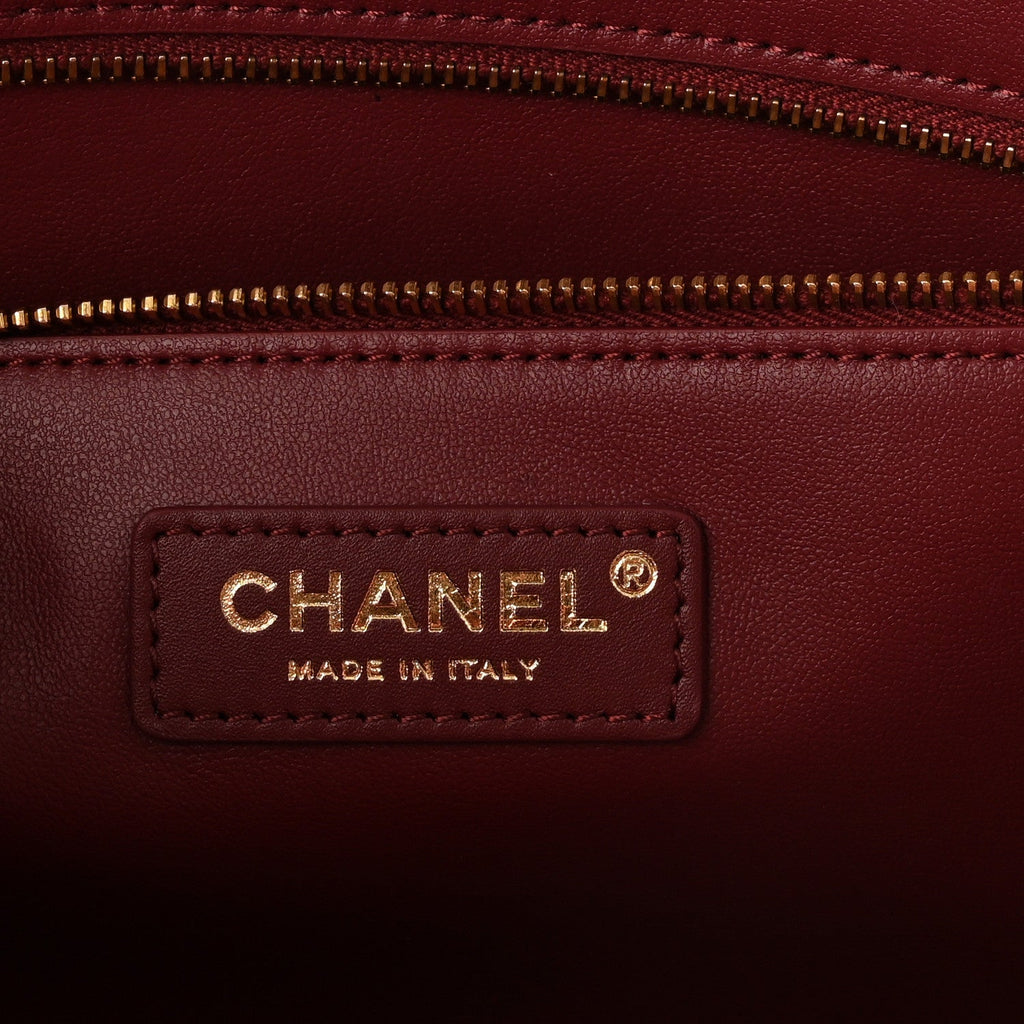 Calfskin Crocodile Embossed Archetype Small Shopping Tote Burgundy