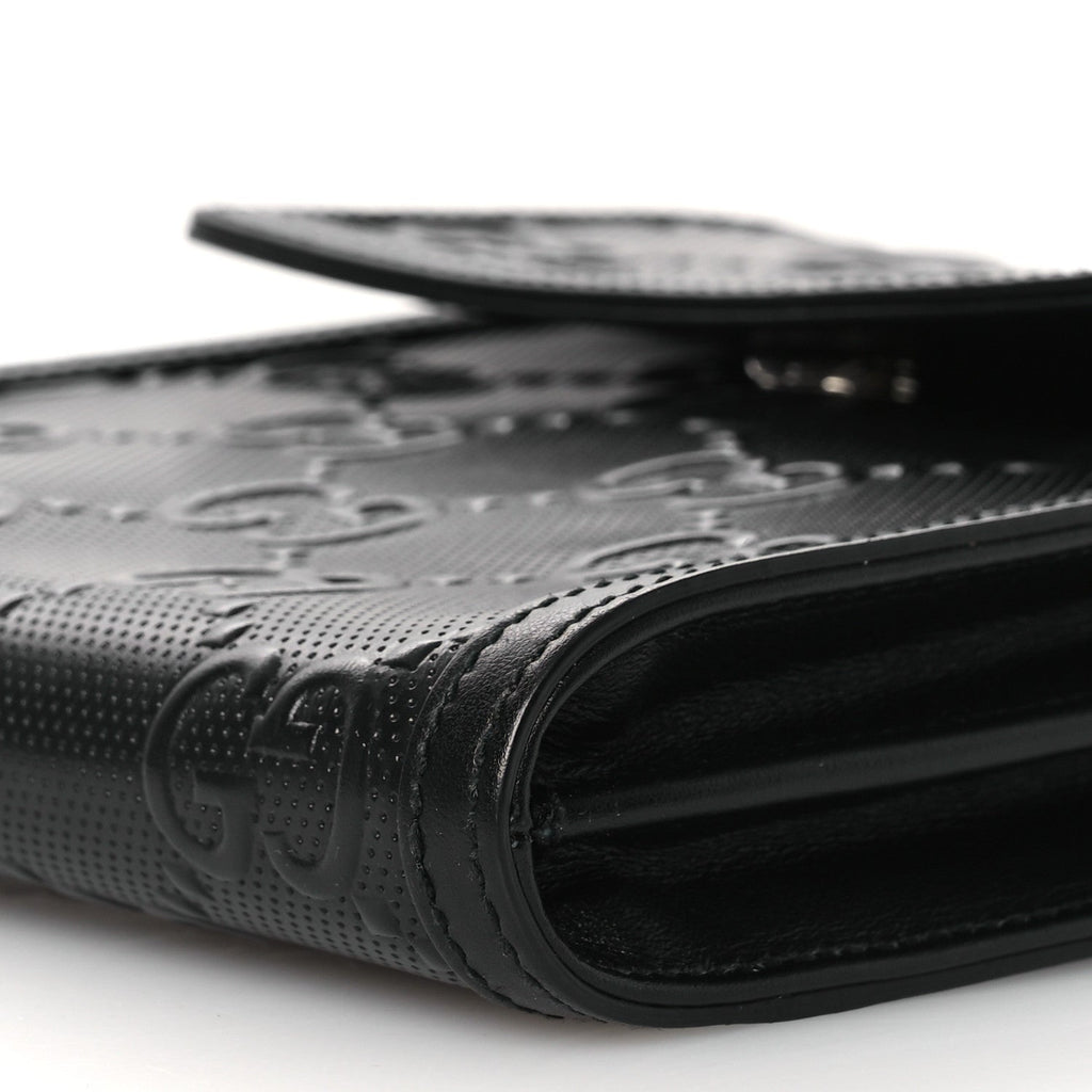 Calfskin GG Tennis Embossed Messenger Bag Black
