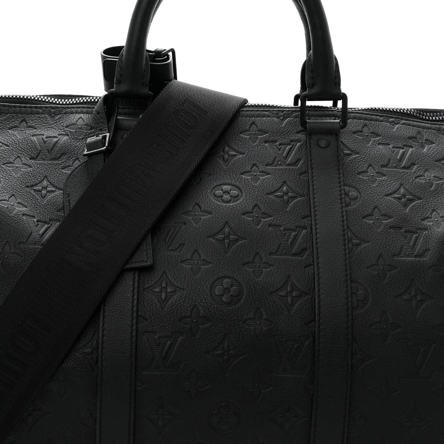 Calfskin Shadow Monogram Keepall Bandouliere 50 Black