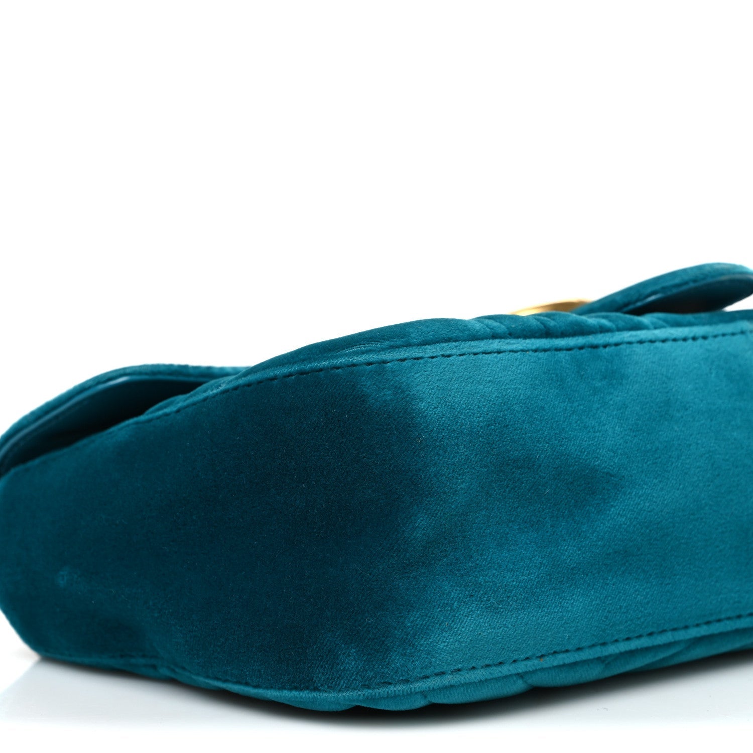 Velvet Matelasse Small GG Marmont Shoulder Bag Pavone Cyan