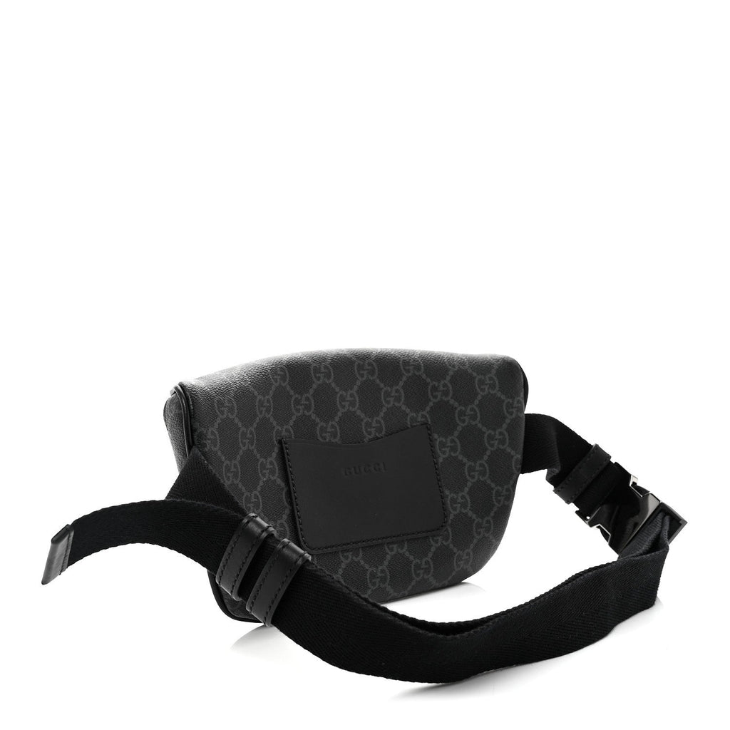 GG Supreme Monogram Emblem Calfskin Small Belt Bag Black Grey