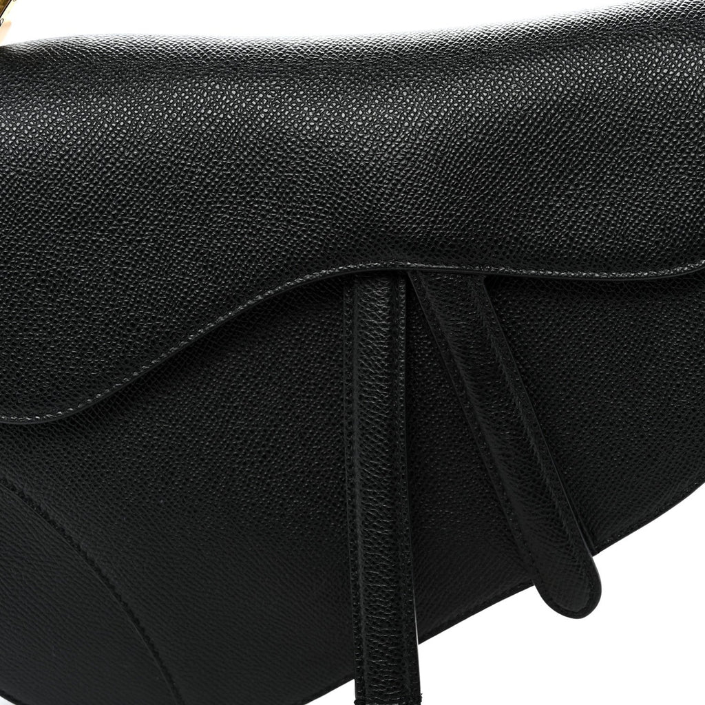 Grained Calfskin Saddle Bag Black