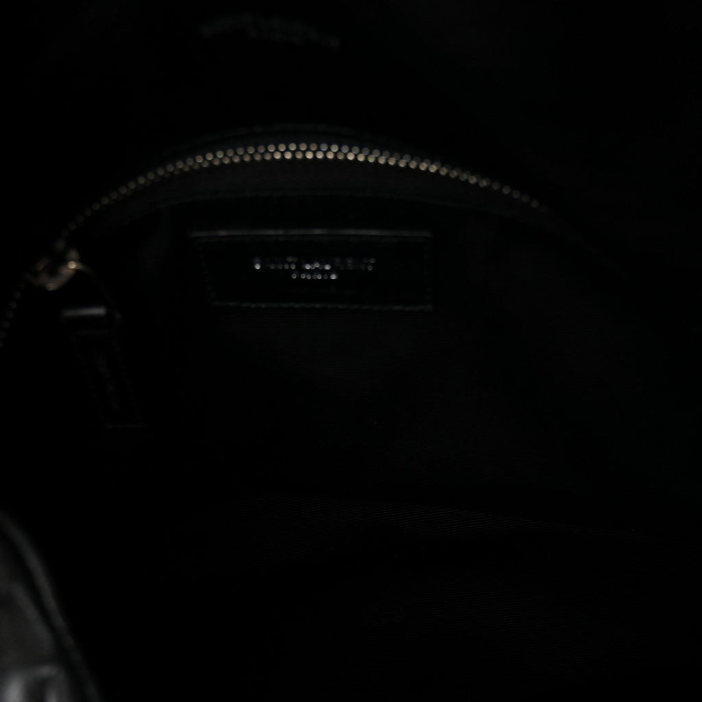 Lambskin Quilted Small Loulou Puffer Monogram Chain Satchel Black