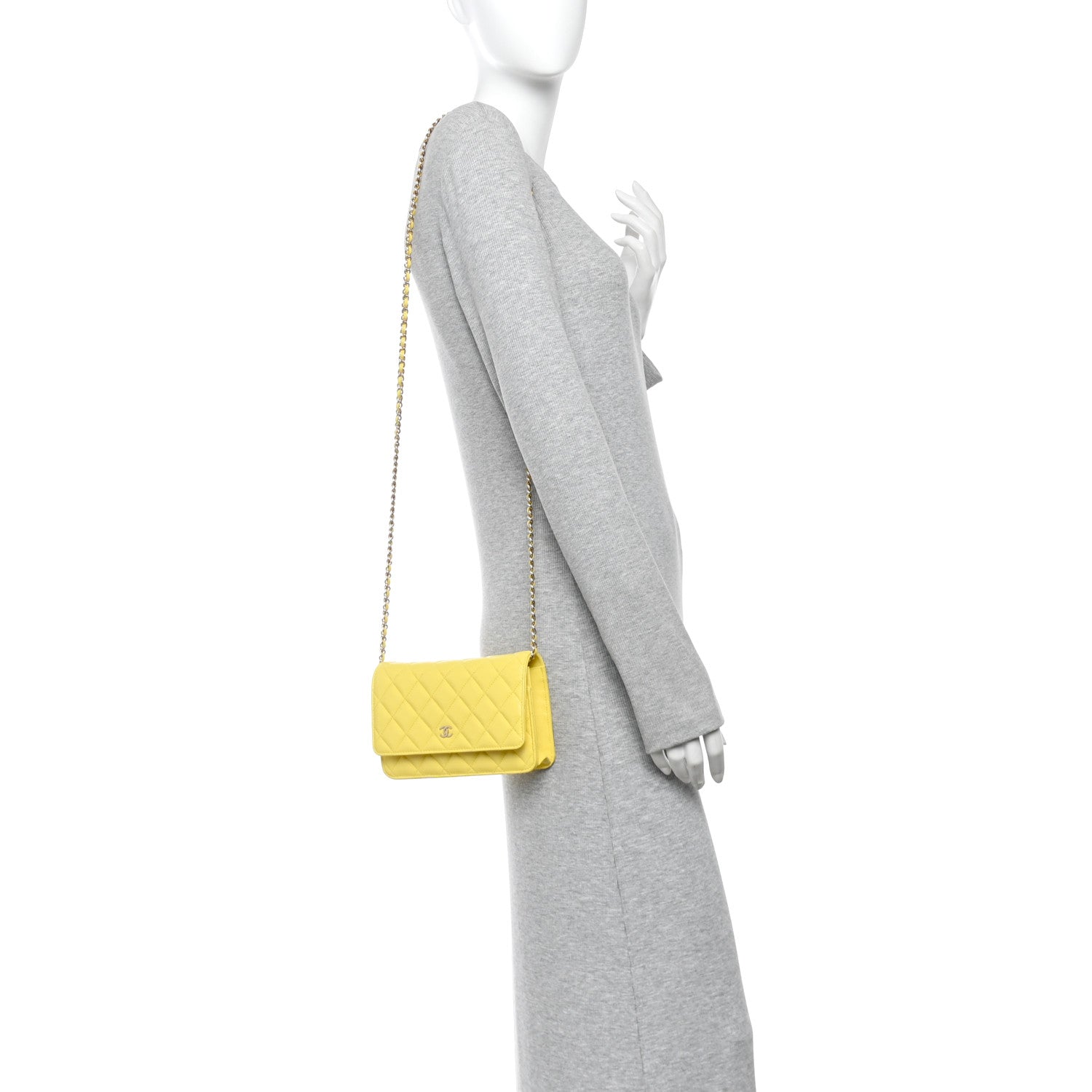 Caviar Quilted Wallet on Chain WOC Yellow