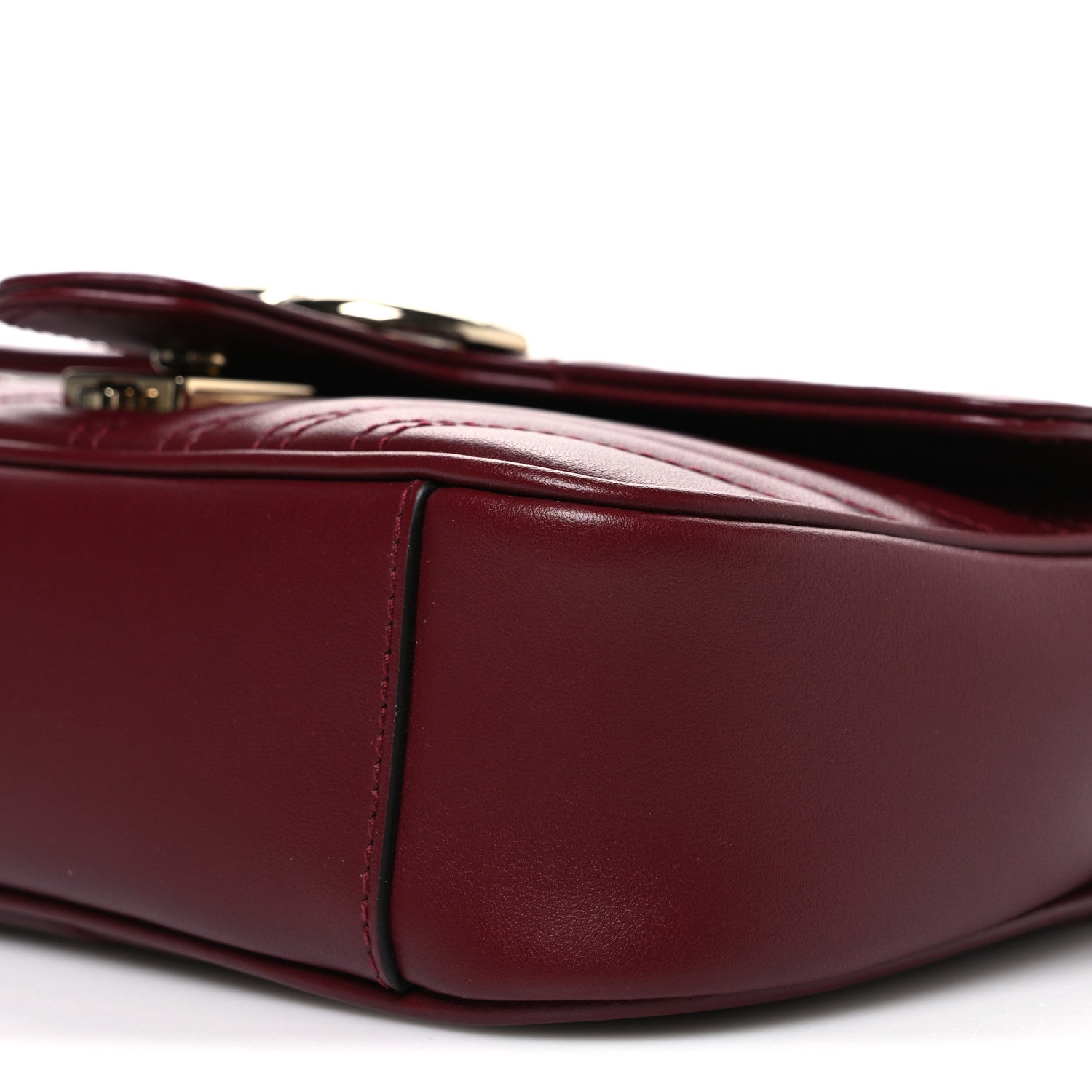 Calfskin Matelasse Mini GG Marmont Shoulder Bag Rosso Ancora