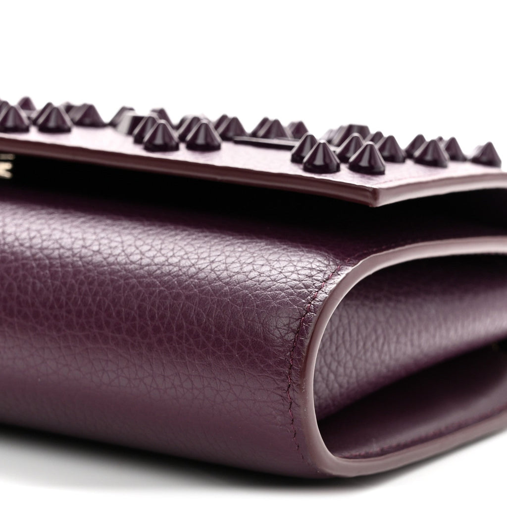 Calfskin Spikes Loubinthesky Paloma Clutch Merlot