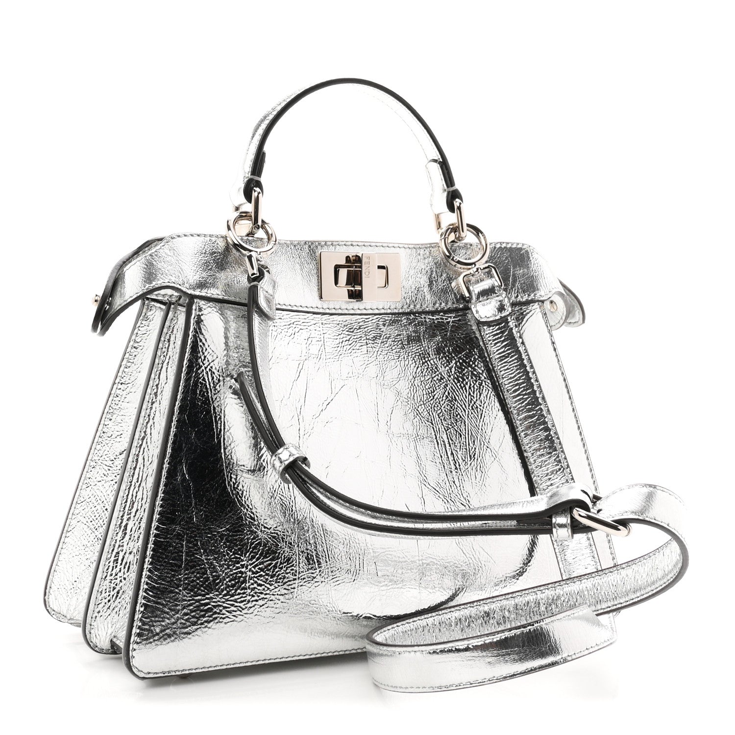 Rock Millenium Laminata Small Peekaboo I SEE U Satchel Argento
