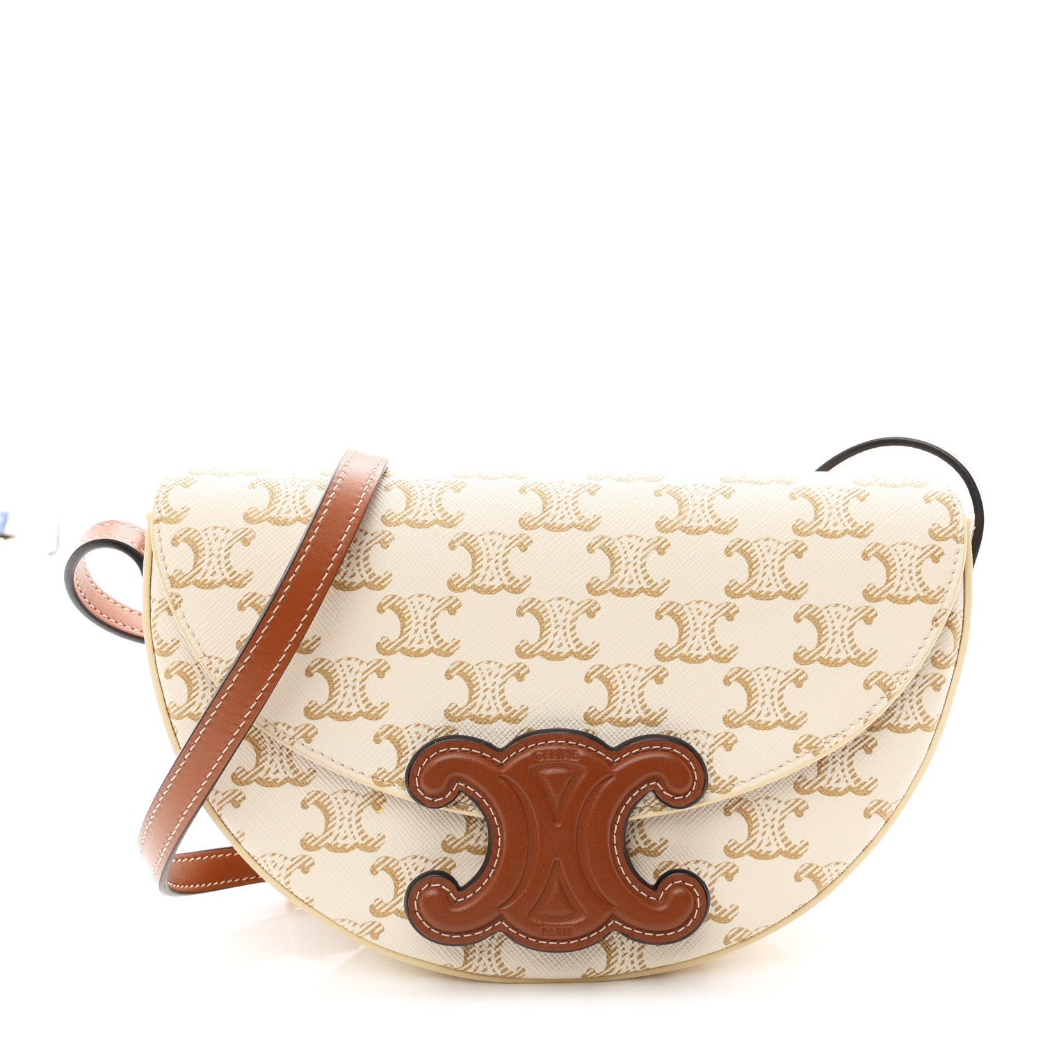 Calfskin Triomphe Canvas Besace White