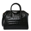Calfskin Crocodile Embossed Small Antigona Black