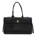 Grained Calfskin Stitched Urban Essentials Large Shopping Bag Black