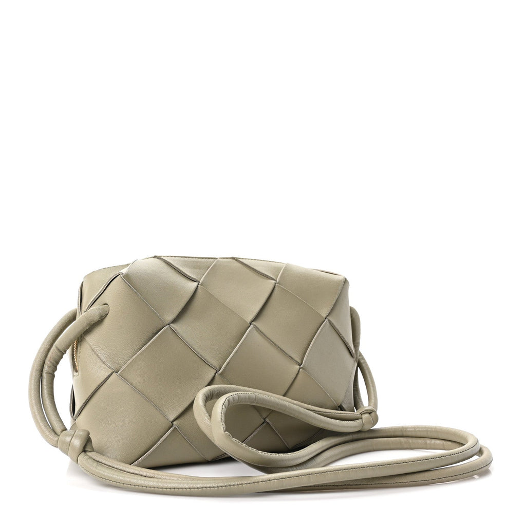 Lambskin Maxi Intrecciato Small Cassette Camera Bag Travertine