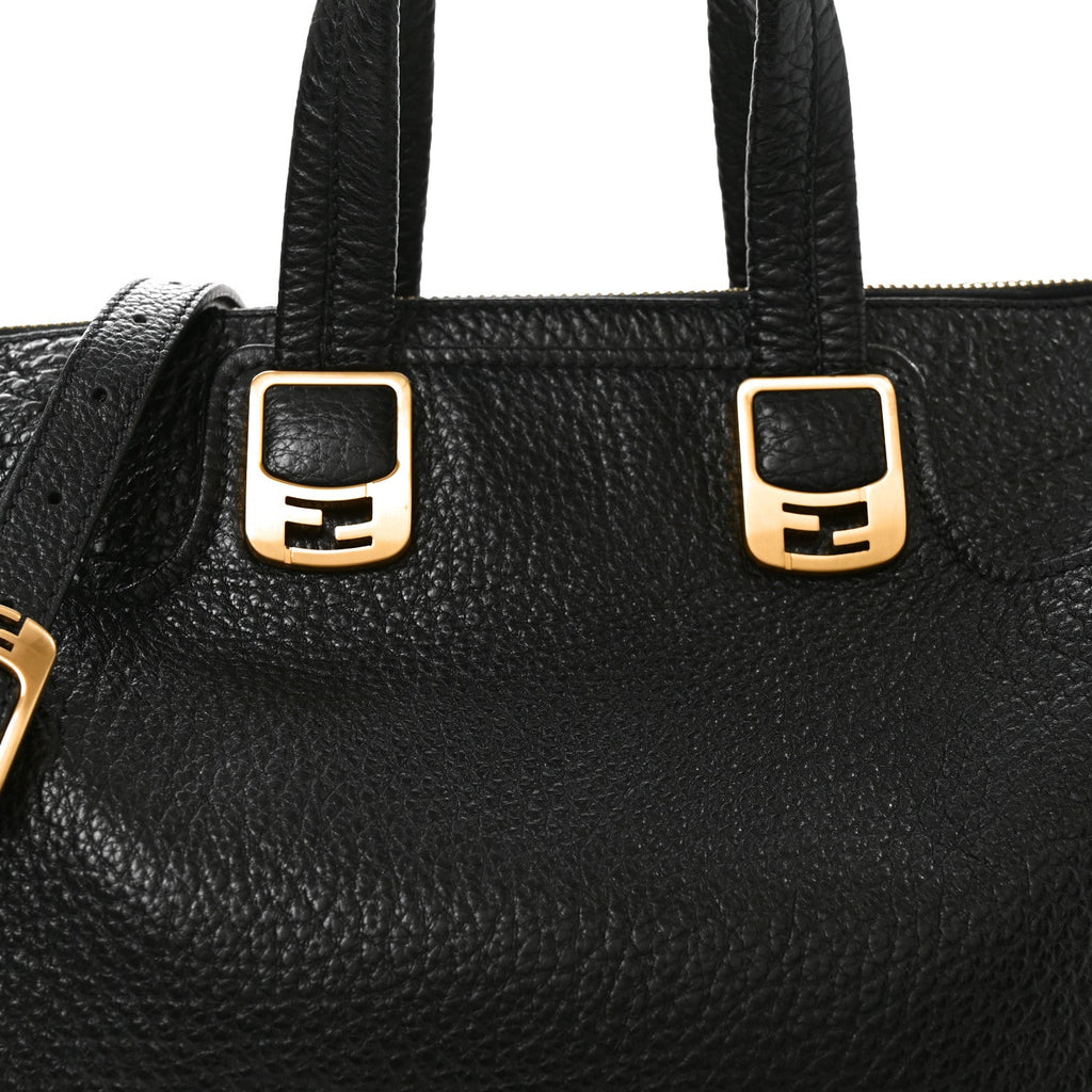 Pebbled Calfskin Large Chameleon Tote  Black