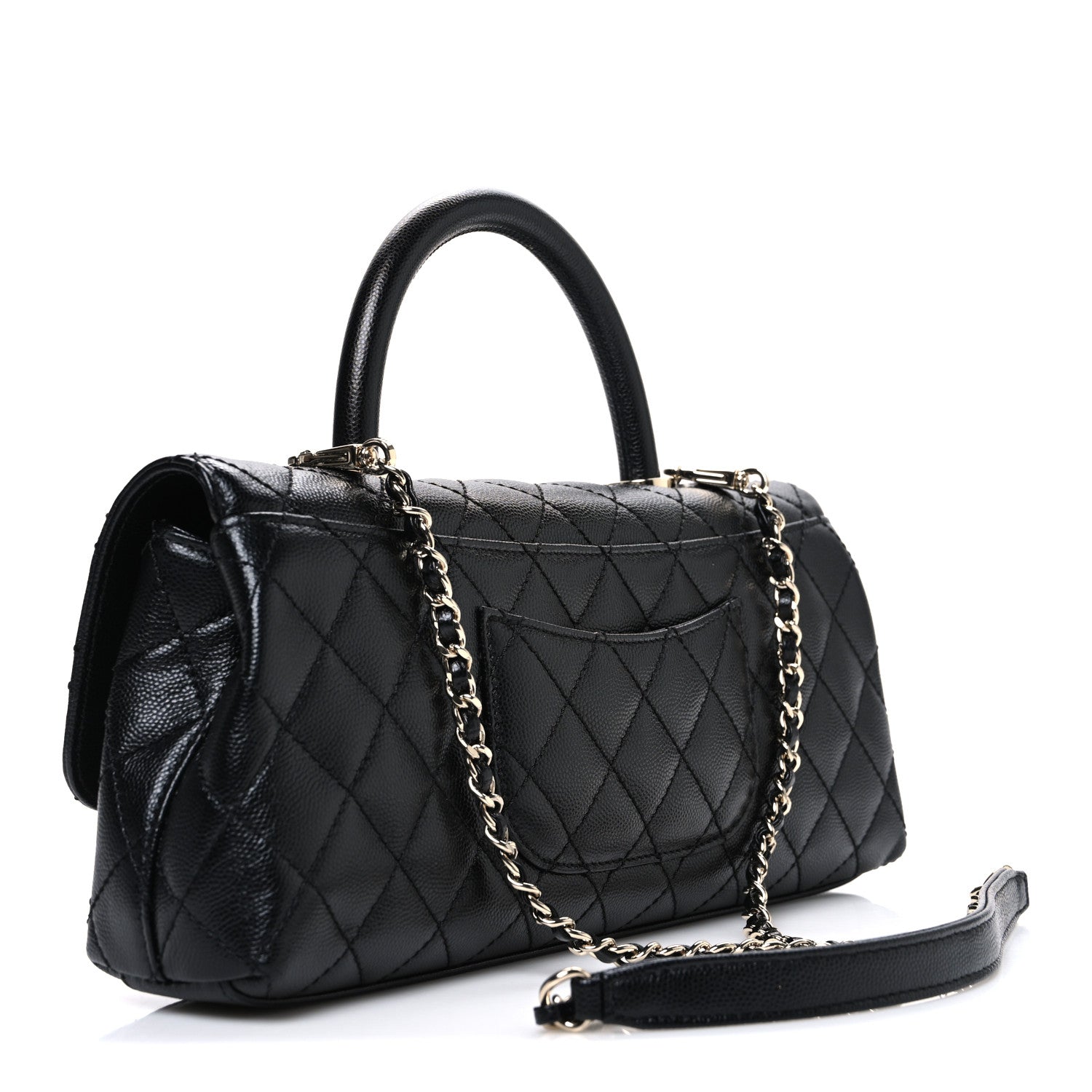 Caviar Quilted Maxi East West Coco Handle Flap Black Black Black
