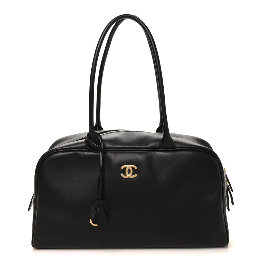 Calfskin Large Perfect Bowling Bag Black