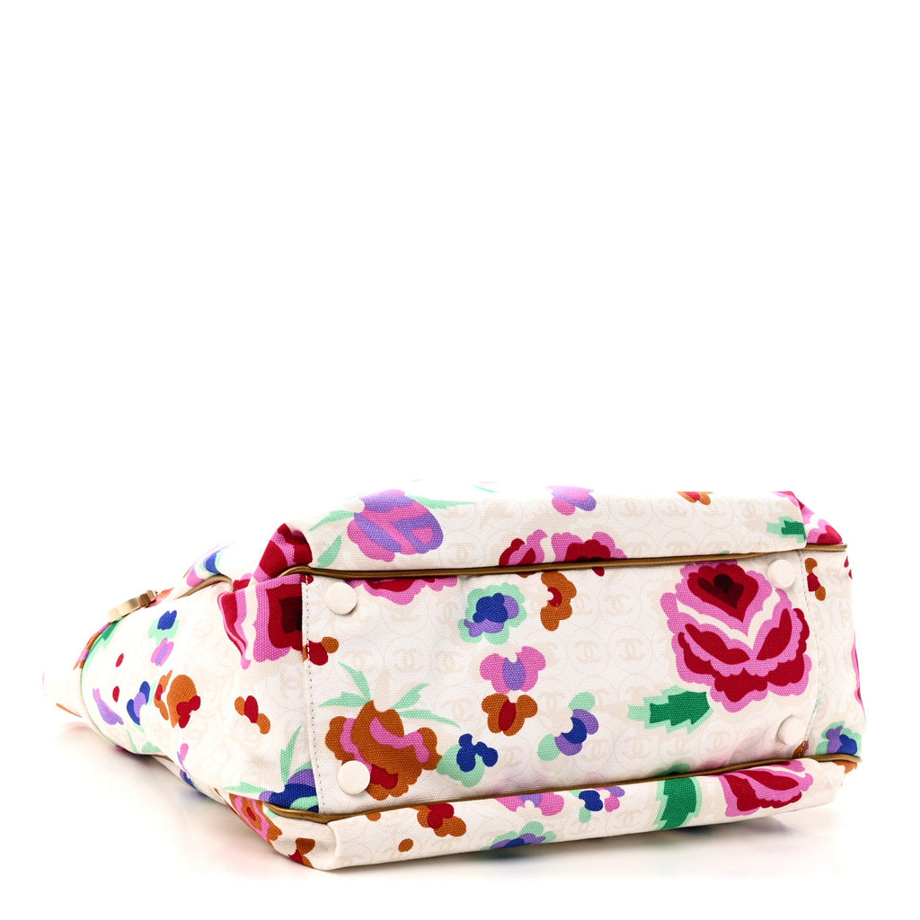 Canvas Floral Print Tote Multicolor