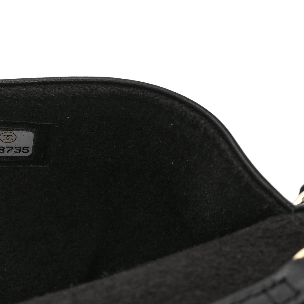 Caviar Quilted Chain Glasses Case Black