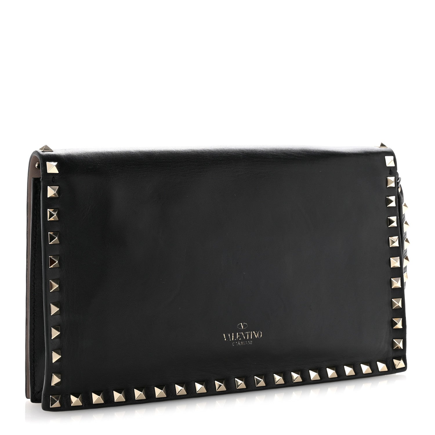 Nappa Rockstud Wristlet Clutch Black